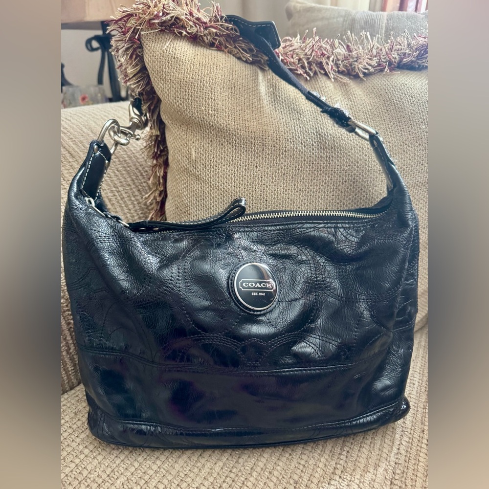 Black Coach Madison Hobo leather Handbag